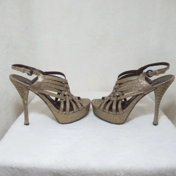 Vera Wang Lavender Label Metallic Platform Heels | 37.5 / US 7 - Picture 4 of 9